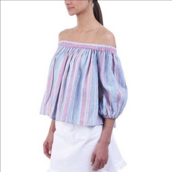 - NWT FRAME OFF SHOULDER LINEN TOP - Picture 3 of 4